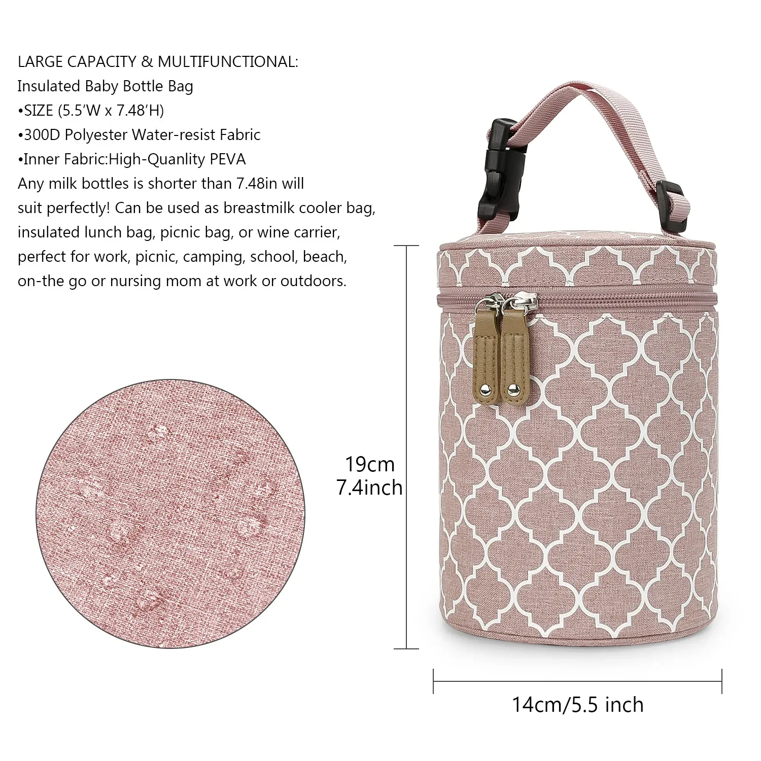Portable Baby Bottle Warmer Bag Insulated Milk Heater Keeper Thermal Bag for Infant Feeding, Durable Nylon with Detachable Buckle for Stroller, Perfect for On-the-Go Parents in Ghana thumbnail 3