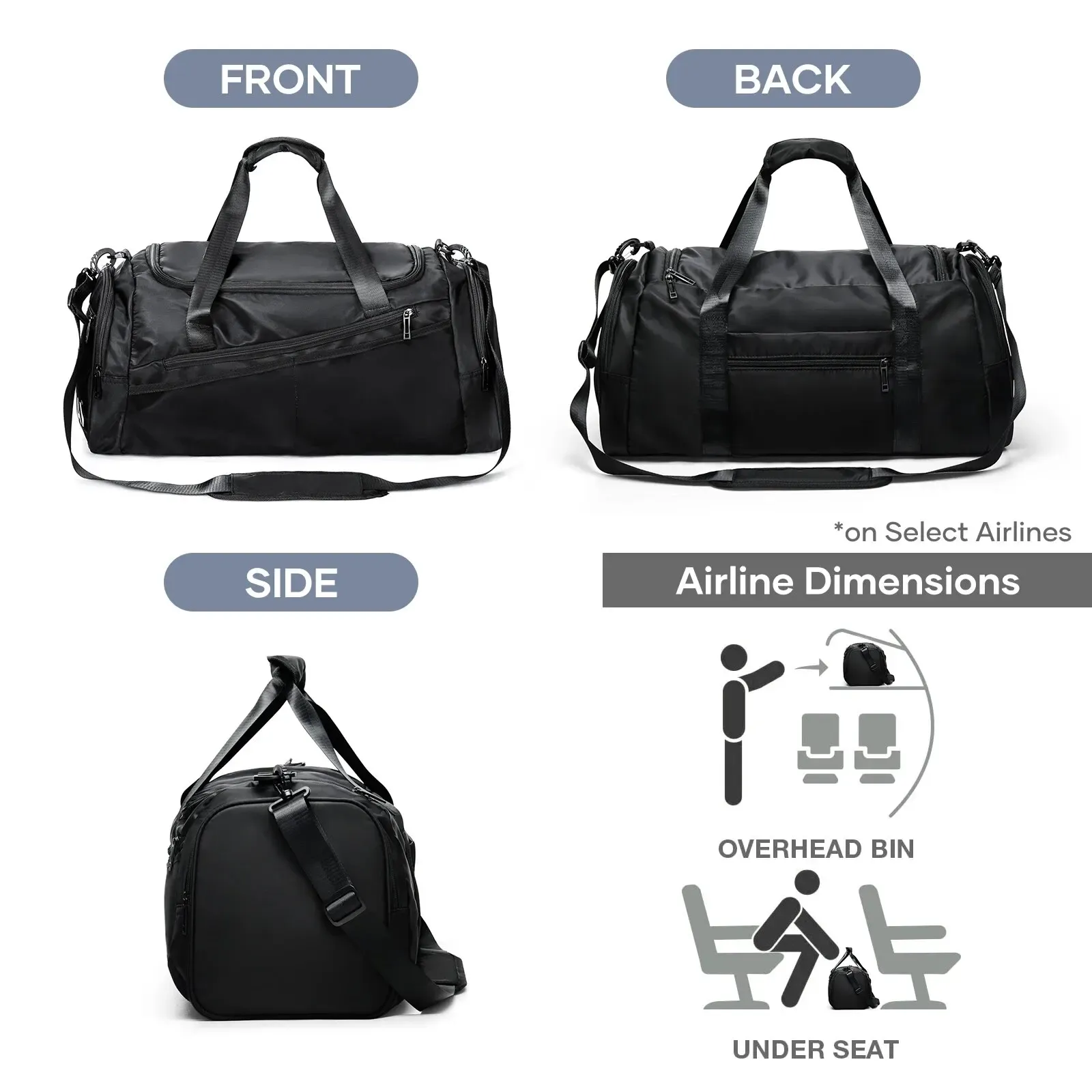 Likros 40L Lightweight Foldable Gym Bag for Men & Women, Sports Travel Duffel with Separate Shoe Compartment, Ideal Workout Bag thumbnail 6