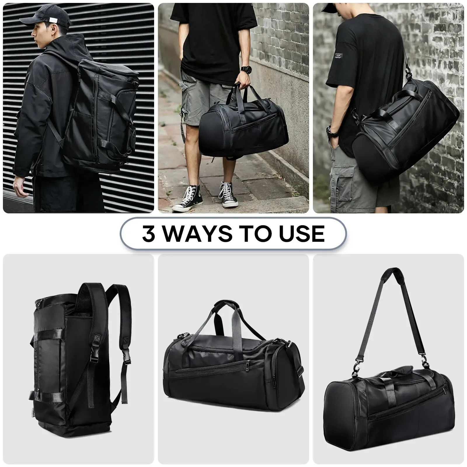 Likros 40L Lightweight Foldable Gym Bag for Men & Women, Sports Travel Duffel with Separate Shoe Compartment, Ideal Workout Bag thumbnail 5