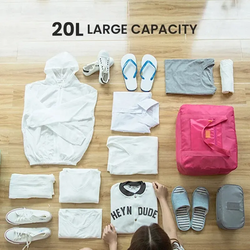 Lightweight Foldable Travel Duffel Bag - Unisex Carry-On Tote Luggage for Weekenders, Overnight Stays, Gym, and Travel - Water-Resistant & Washable thumbnail 3