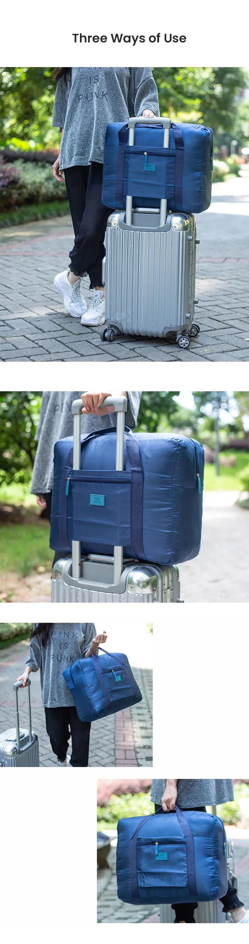Lightweight Foldable Travel Duffel Bag - Unisex Carry-On Tote Luggage for Weekenders, Overnight Stays, Gym, and Travel - Water-Resistant & Washable showcase 2