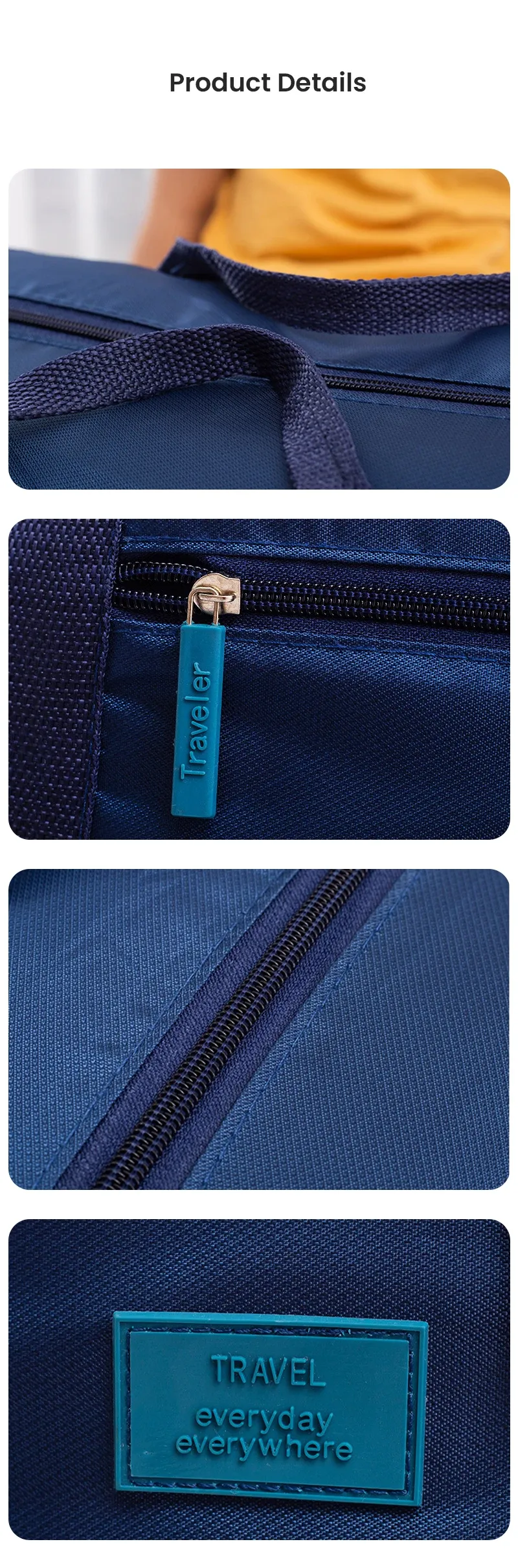 Lightweight Foldable Travel Duffel Bag - Unisex Carry-On Tote Luggage for Weekenders, Overnight Stays, Gym, and Travel - Water-Resistant & Washable showcase 4