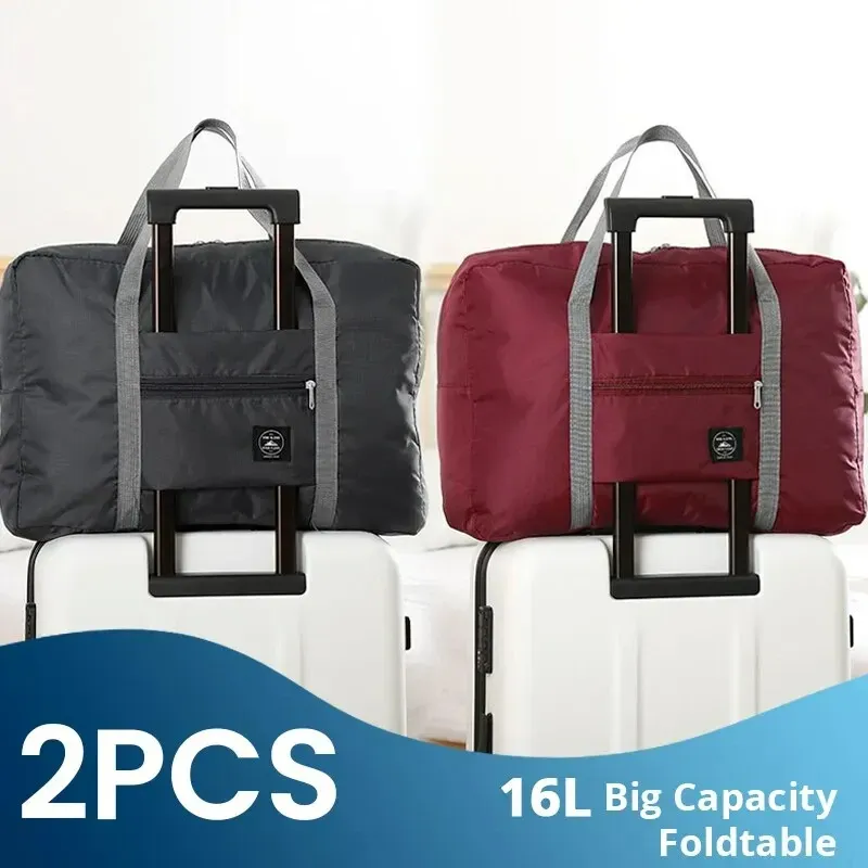2 Pack Foldable Travel Duffel Bag - Spill-Resistant Carry-On Weekender Overnight Hospital Tote for Men & Women, Perfect for Gym, Travel, and Airlines thumbnail 1