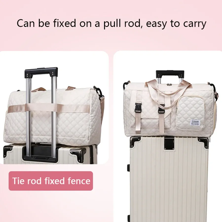 Durable Nylon Travel Duffle Bag, Portable Sports Gym Bag for Overnight Trips, Spacious Argyle Pattern Shoulder Duffel for Training & Weekend Getaways thumbnail 5