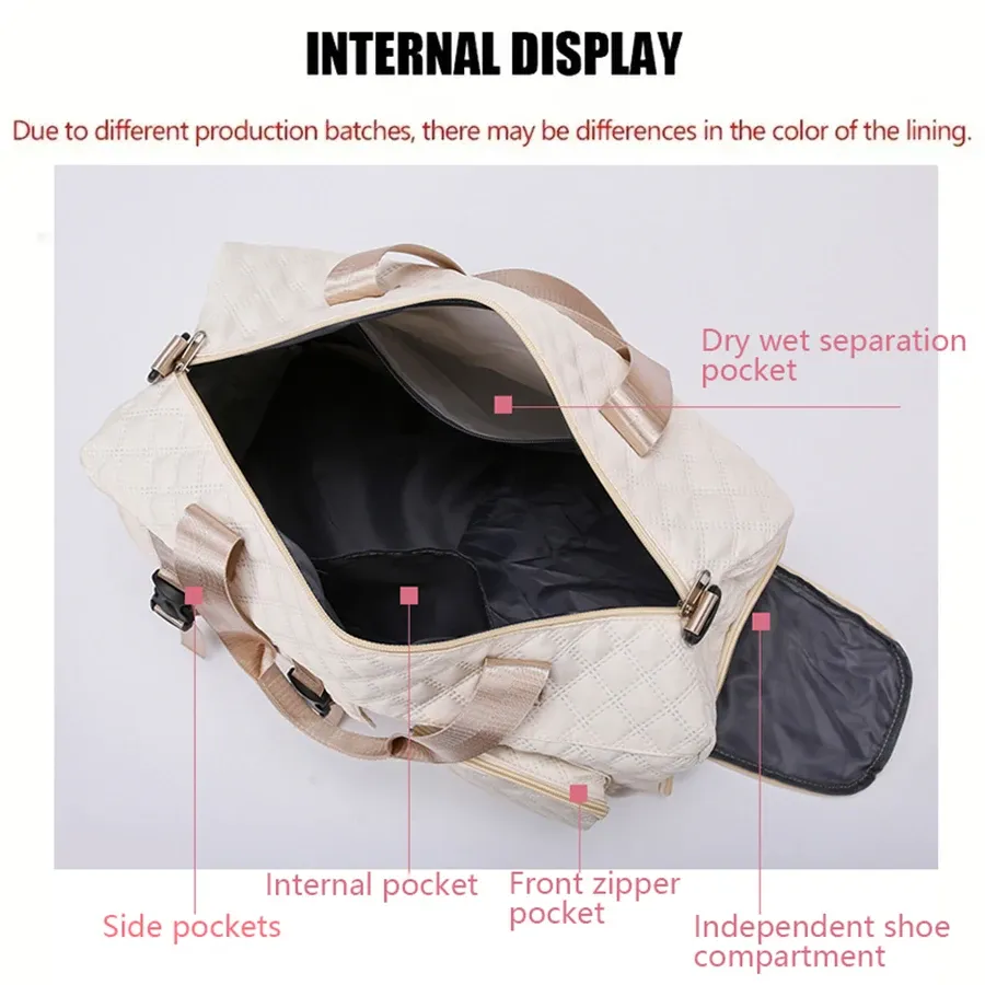 Durable Nylon Travel Duffle Bag, Portable Sports Gym Bag for Overnight Trips, Spacious Argyle Pattern Shoulder Duffel for Training & Weekend Getaways thumbnail 4
