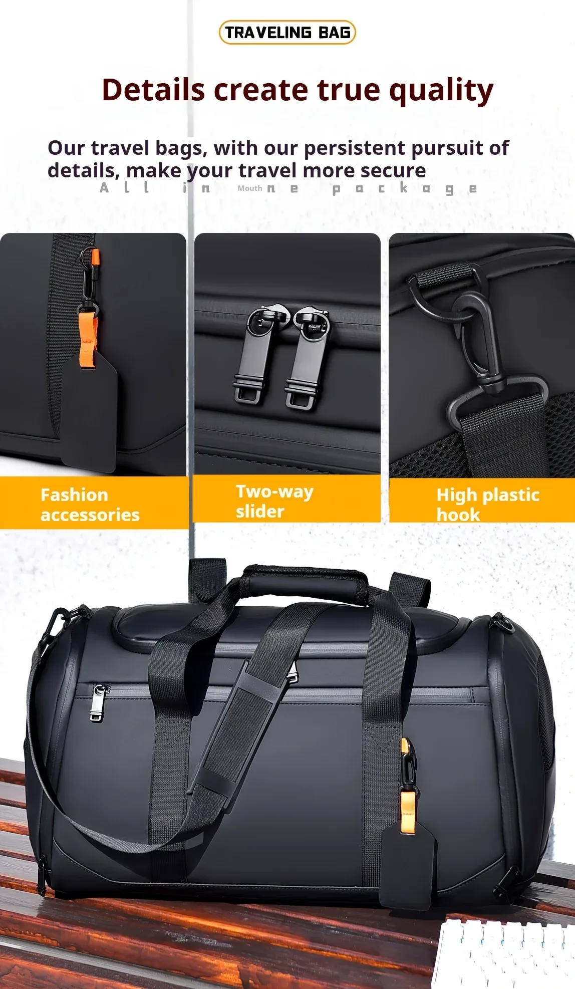 Large Capacity Travel Duffel Bag - Durable Oxford Cloth, Spacious Overnight Sports Gym Bag with Multiple Compartments, Ideal for Weekends & Travel showcase 3