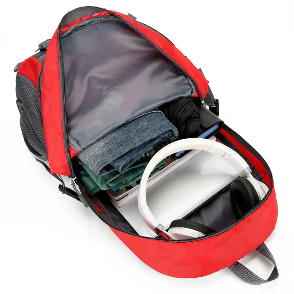 40L Waterproof Outdoor Sports Backpack for Men & Women - Ideal for Hiking, Travel, Cycling, Motorcycle, Trekking, Fishing - Durable Polyester with Reflective Tape thumbnail 4