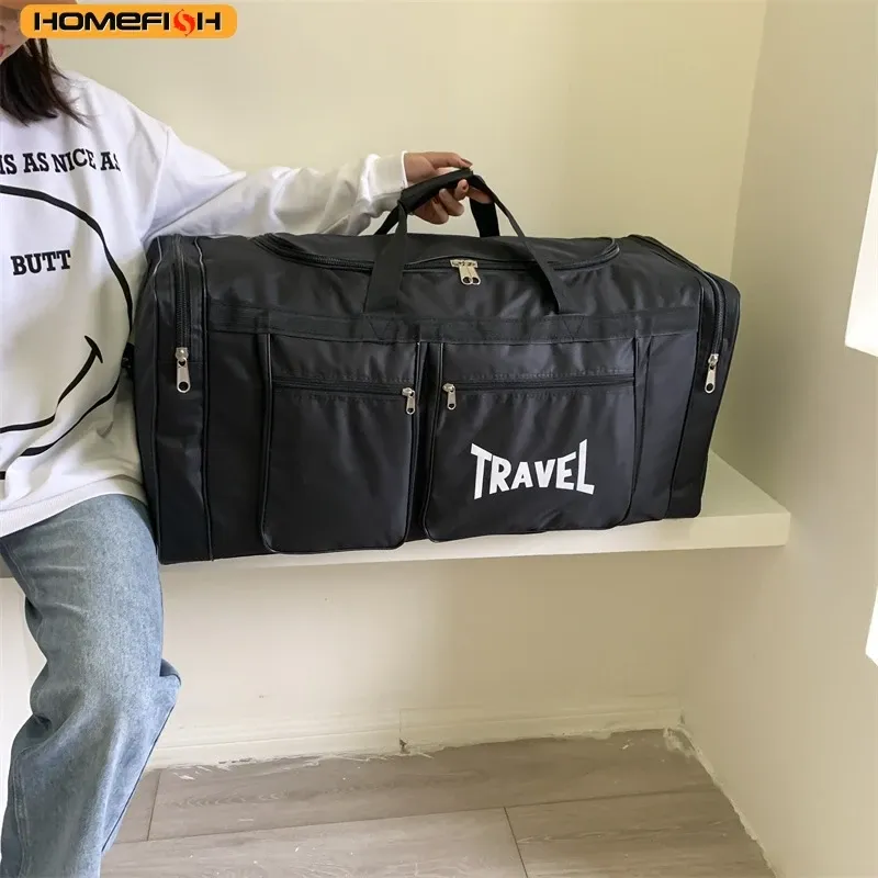 HOMEFISH Foldable Duffel Bag: Large Capacity Waterproof Oxford Fabric Business Sports Travel Handbag, Wear-Resistant & Portable for Men & Women thumbnail 5