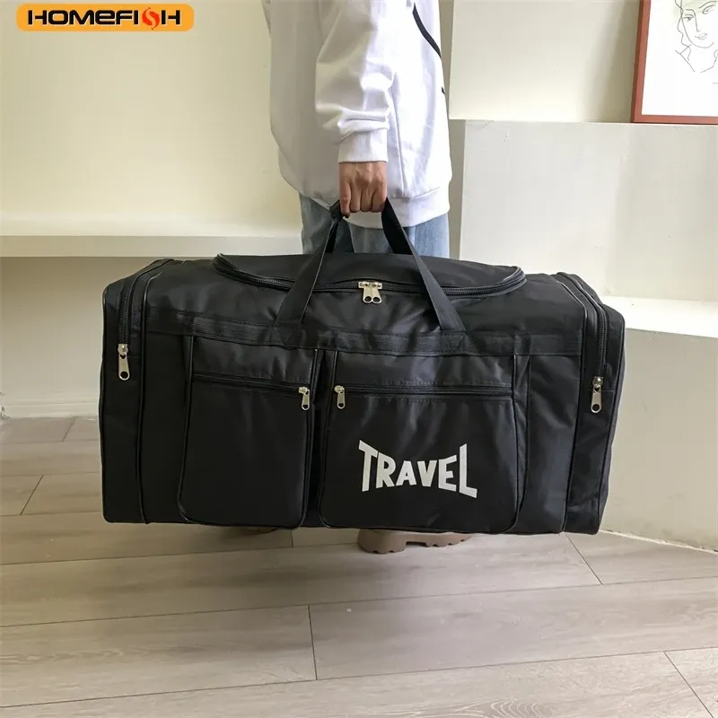 HOMEFISH Foldable Duffel Bag: Large Capacity Waterproof Oxford Fabric Business Sports Travel Handbag, Wear-Resistant & Portable for Men & Women thumbnail 2