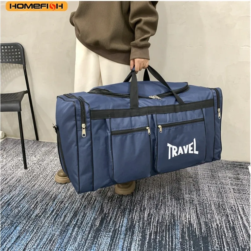 HOMEFISH Foldable Duffel Bag: Large Capacity Waterproof Oxford Fabric Business Sports Travel Handbag, Wear-Resistant & Portable for Men & Women thumbnail 1