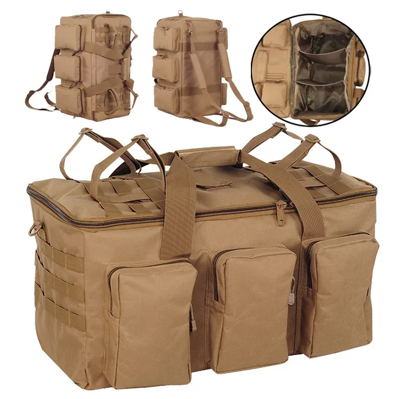 55L Large Tactical Duffel Bag Backpack for Men - Molle System Hiking Camping Travel Gym Weekend Duffle with Adjustable Shoulder Strap thumbnail 1