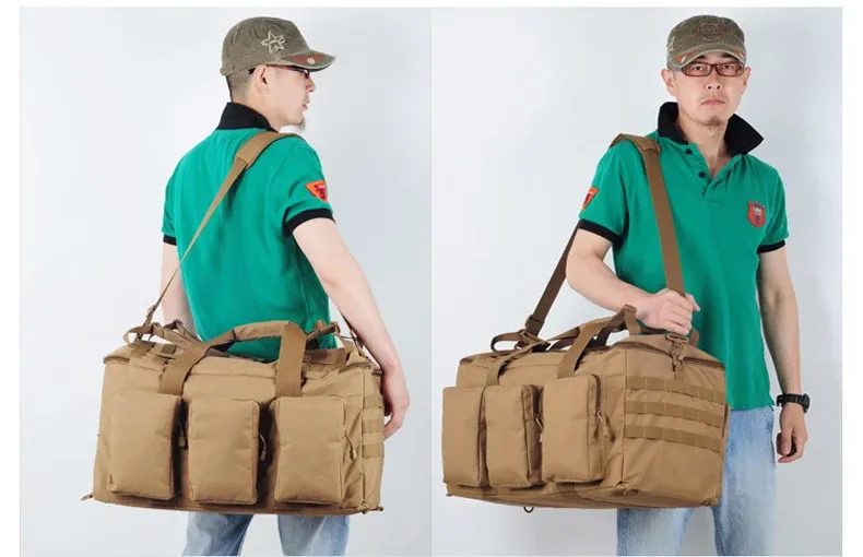 55L Large Tactical Duffel Bag Backpack for Men - Molle System Hiking Camping Travel Gym Weekend Duffle with Adjustable Shoulder Strap showcase 9