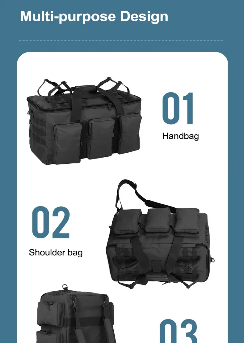 55L Large Tactical Duffel Bag Backpack for Men - Molle System Hiking Camping Travel Gym Weekend Duffle with Adjustable Shoulder Strap showcase 7
