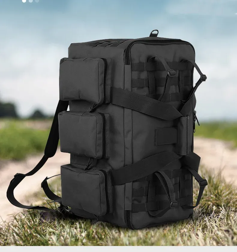 55L Large Tactical Duffel Bag Backpack for Men - Molle System Hiking Camping Travel Gym Weekend Duffle with Adjustable Shoulder Strap showcase 2