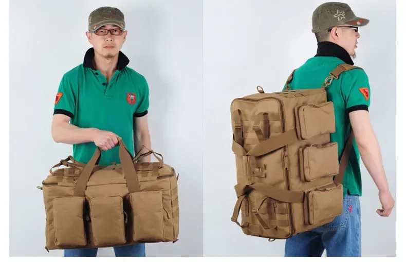55L Large Tactical Duffel Bag Backpack for Men - Molle System Hiking Camping Travel Gym Weekend Duffle with Adjustable Shoulder Strap showcase 10