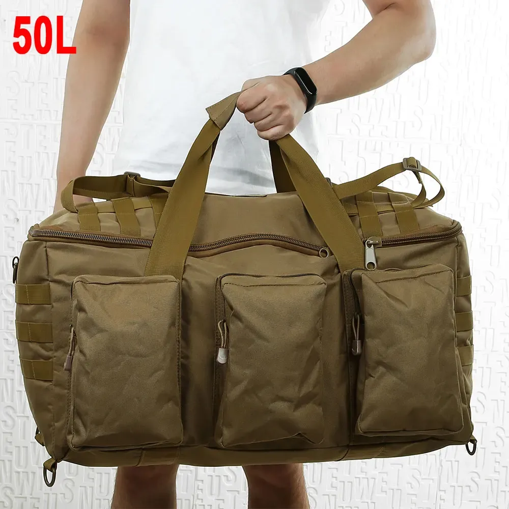 55L Large Tactical Duffel Bag Backpack for Men - Molle System Hiking Camping Travel Gym Weekend Duffle with Adjustable Shoulder Strap showcase 13