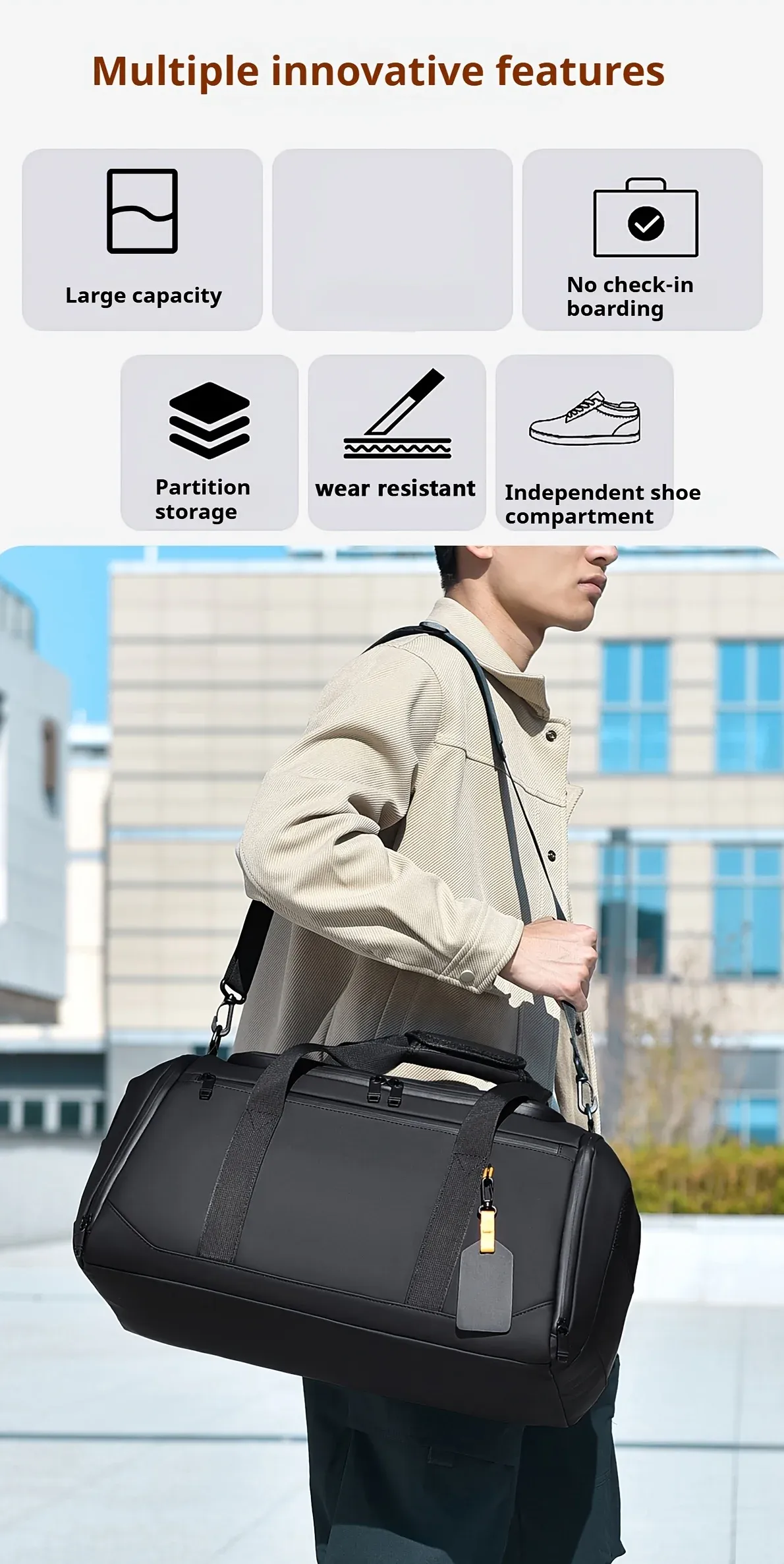 Large Capacity Travel Duffel Bag - Durable Oxford Cloth, Spacious Overnight Sports Gym Bag with Multiple Compartments for Men & Women showcase 2