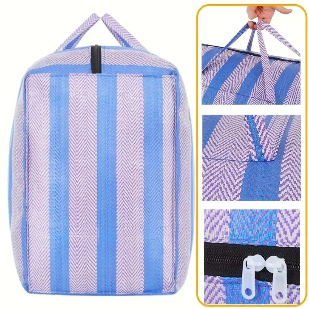 180L Large Capacity Car Travel Duffel Bag - Thickened Blue & White Nylon Portable Moving Storage Luggage thumbnail 5