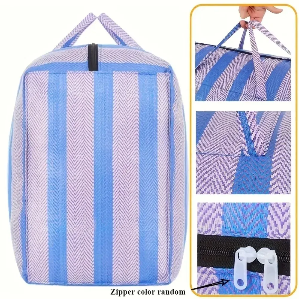 180L Large Capacity Car Travel Duffel Bag - Thickened Blue & White Nylon Portable Moving Storage Luggage thumbnail 3