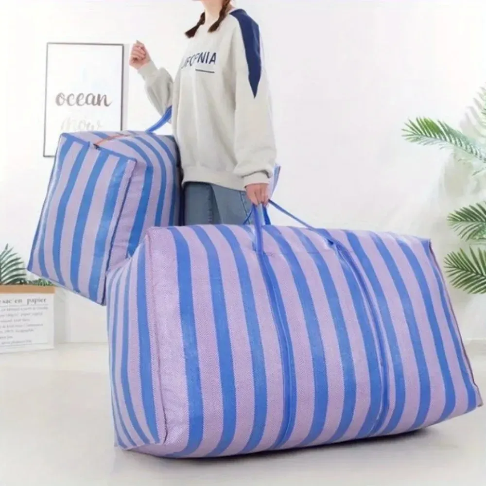 180L Large Capacity Car Travel Duffel Bag - Thickened Blue & White Nylon Portable Moving Storage Luggage thumbnail 2
