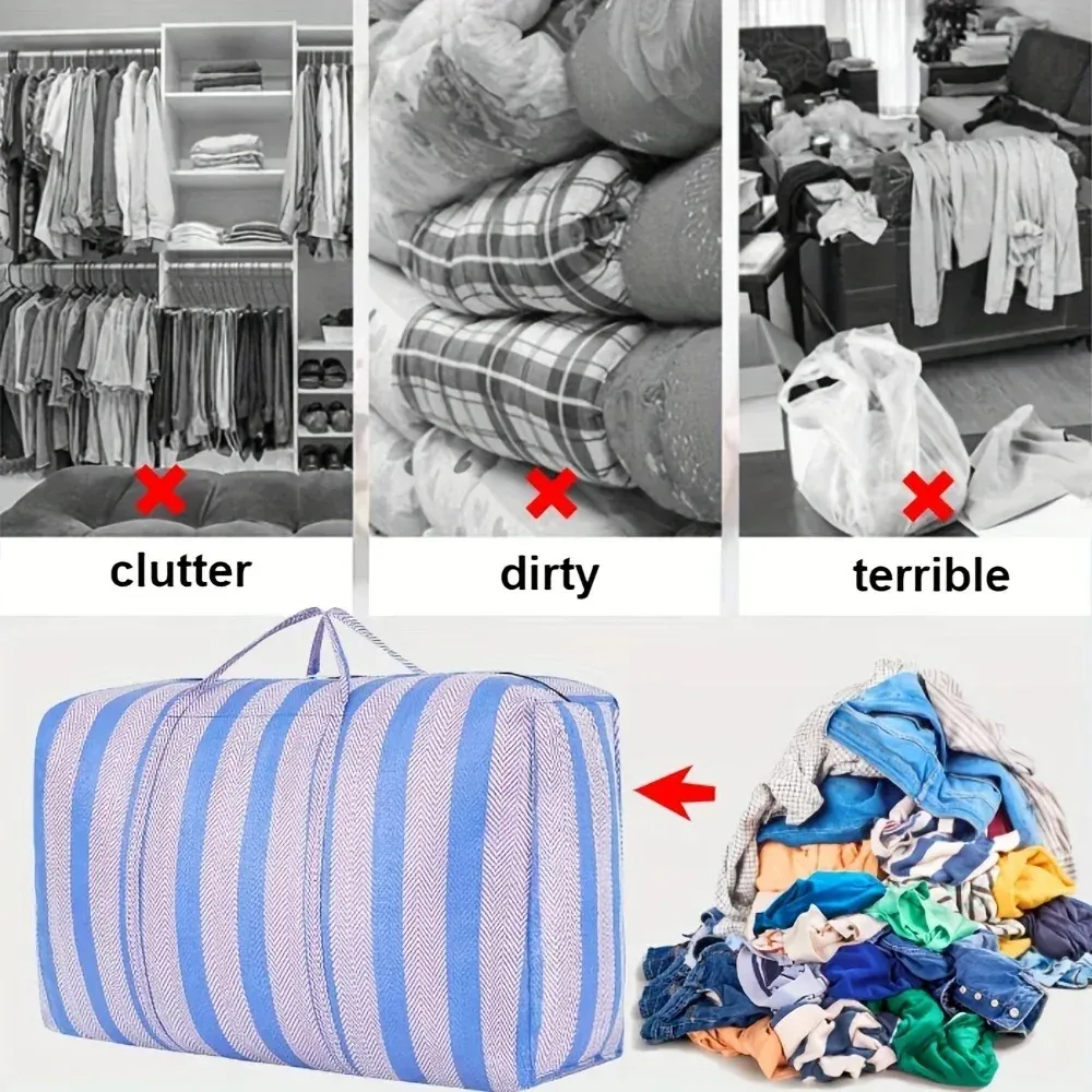 180L Large Capacity Car Travel Duffel Bag - Thickened Blue & White Nylon Portable Moving Storage Luggage showcase 4