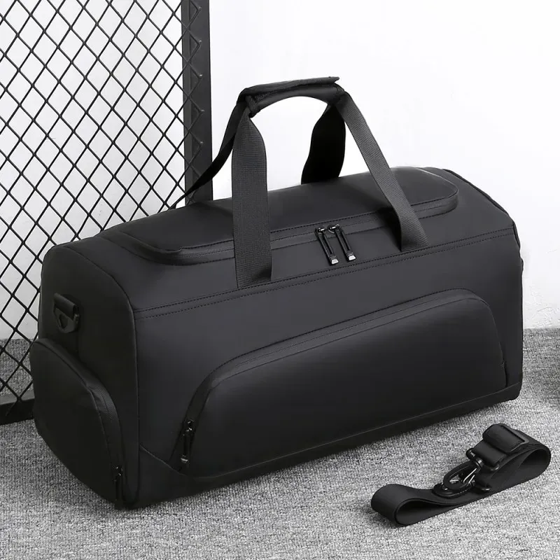 Large Capacity Sports Gym Bag Duffel - PU Leather Travel Handbag with Shoe Storage, Perfect for Vacation & Fitness thumbnail 1