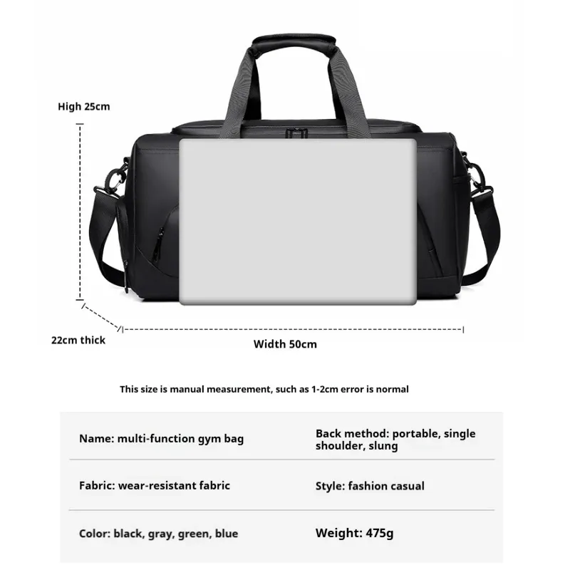 Large Capacity Sports Gym Bag Duffel - PU Leather Travel Handbag with Shoe Storage, Perfect for Vacation & Fitness thumbnail 2