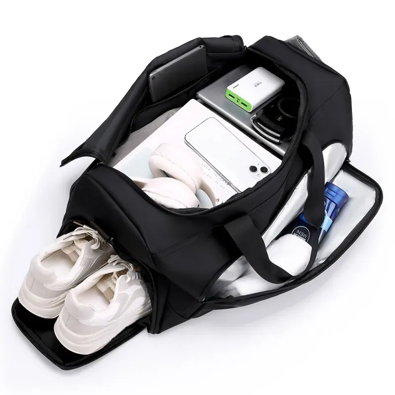 Large Capacity Sports Gym Bag Duffel - PU Leather Travel Handbag with Shoe Storage, Perfect for Vacation & Fitness thumbnail 3