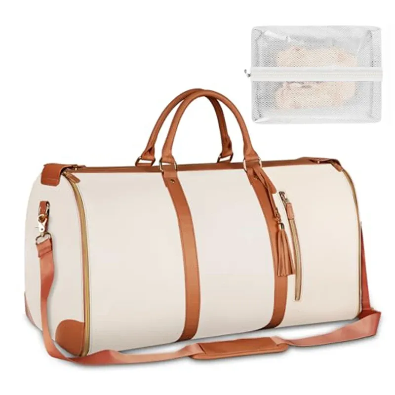 Large PU Leather Women's Duffel Bag - Foldable Carry-On Business Travel Bag with High Capacity for Clothing & Essentials thumbnail 6