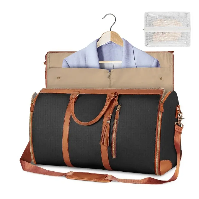 Large PU Leather Women's Duffel Bag - Foldable Carry-On Business Travel Bag with High Capacity for Clothing & Essentials thumbnail 5