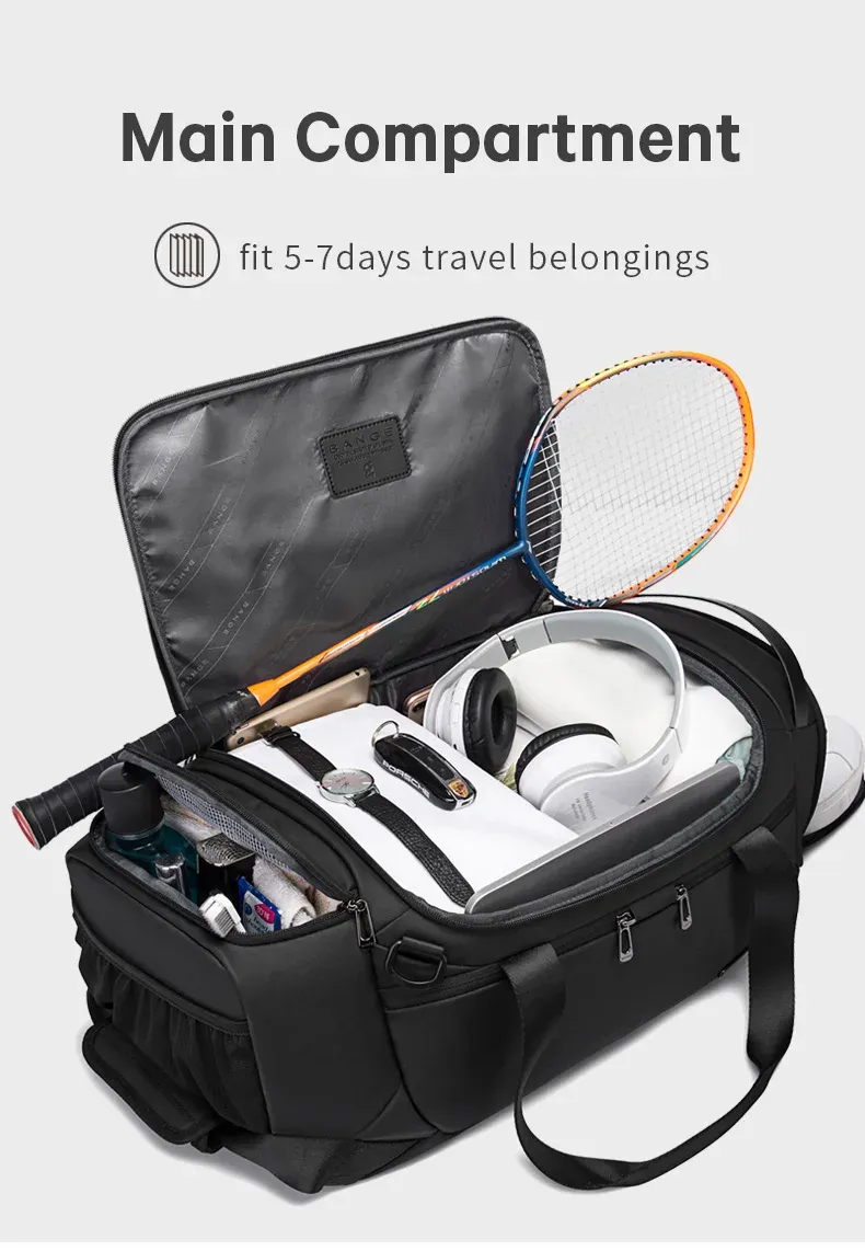 BANGE Waterproof Sports Duffel Bag 21 Inch with Shoe Compartment, Wet/Dry Pocket - Ideal Travel & Gym Bag for Men showcase 4