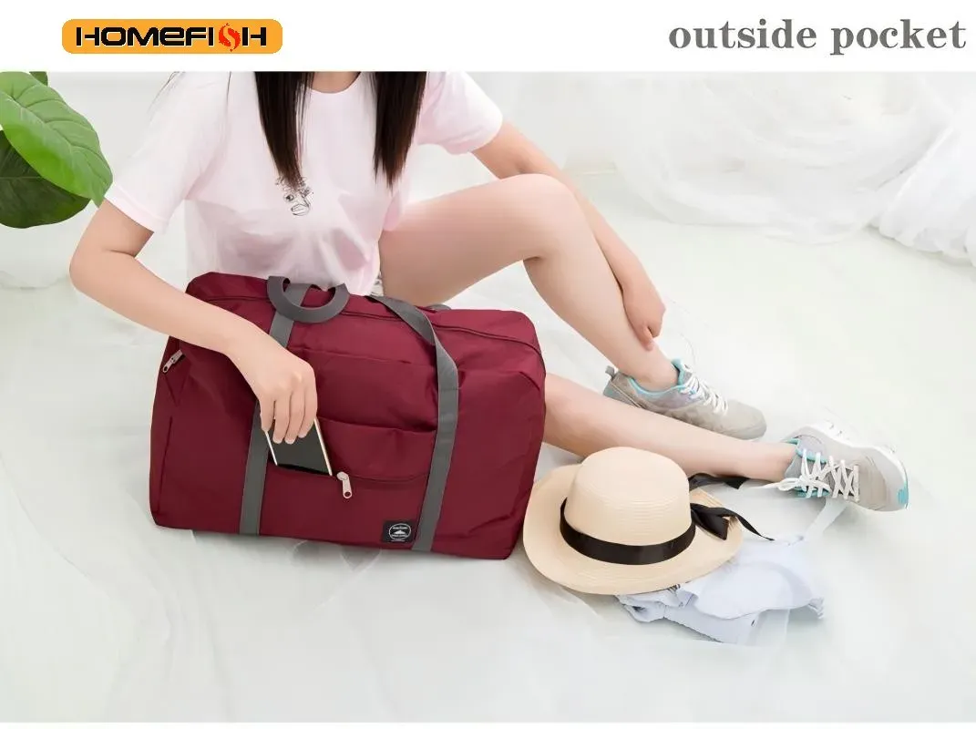 HOMEFISH Foldable Travel Duffel Bag - Lightweight Large Capacity Carry-On for Women, Perfect for Sports, Weekend Trips, and Overnight Stays showcase 10