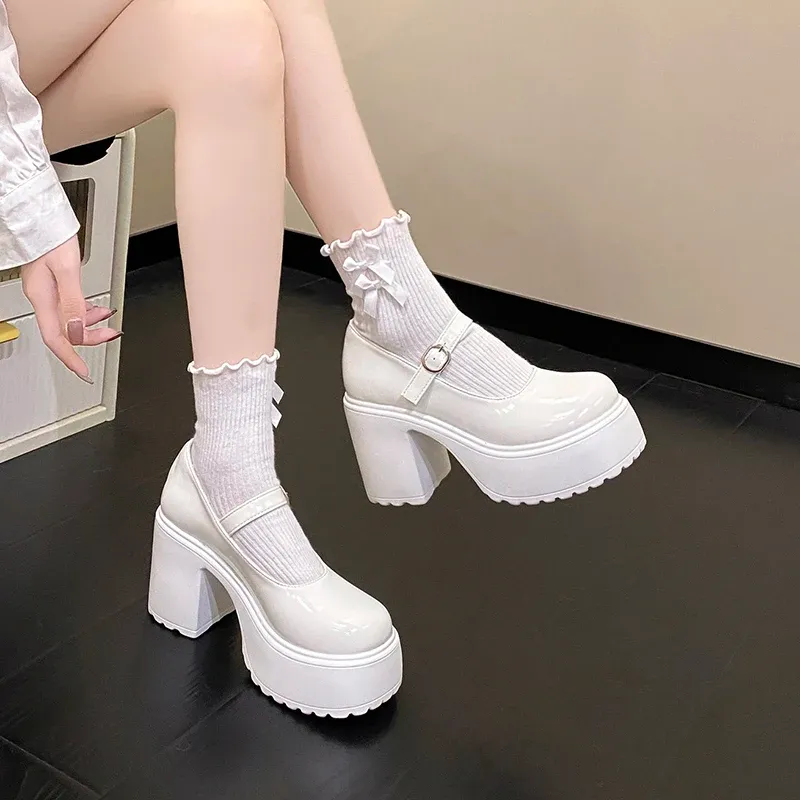 Black Chunky Platform Mary Jane Heels for Women - Gothic Lolita Ankle Buckle Pumps, Plus Size Party Shoes showcase 12