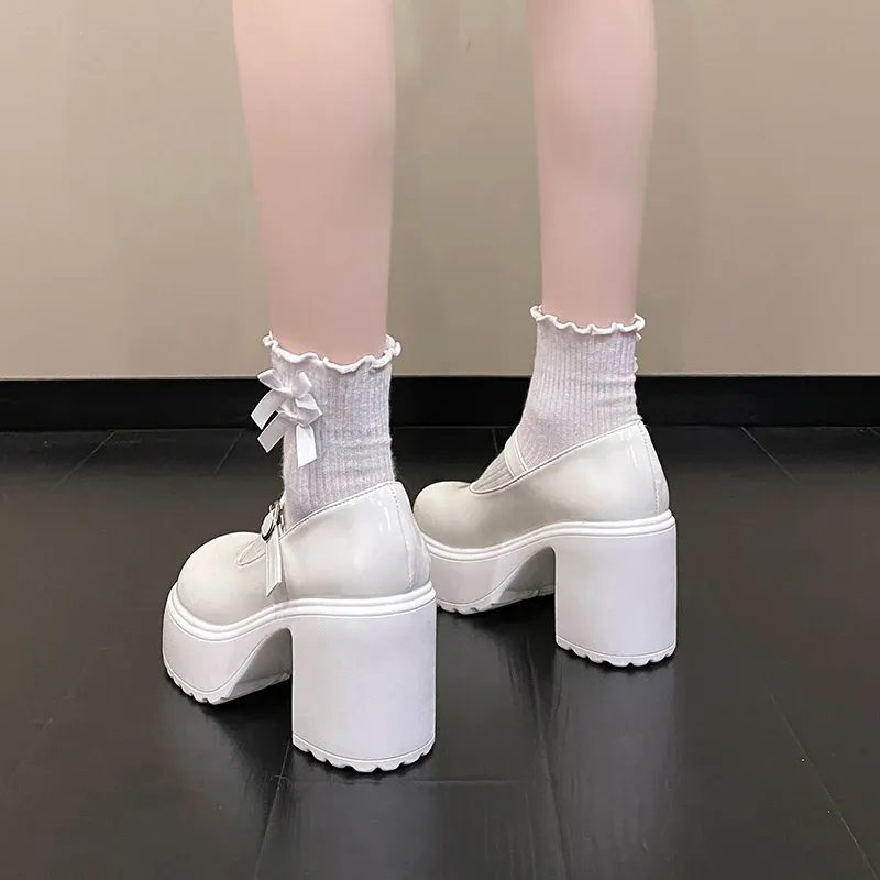 Black Chunky Platform Mary Jane Heels for Women - Gothic Lolita Ankle Buckle Pumps, Plus Size Party Shoes showcase 14