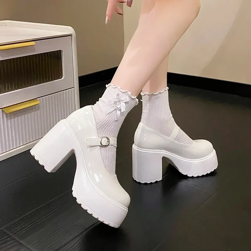 Black Chunky Platform Mary Jane Heels for Women - Gothic Lolita Ankle Buckle Pumps, Plus Size Party Shoes showcase 13