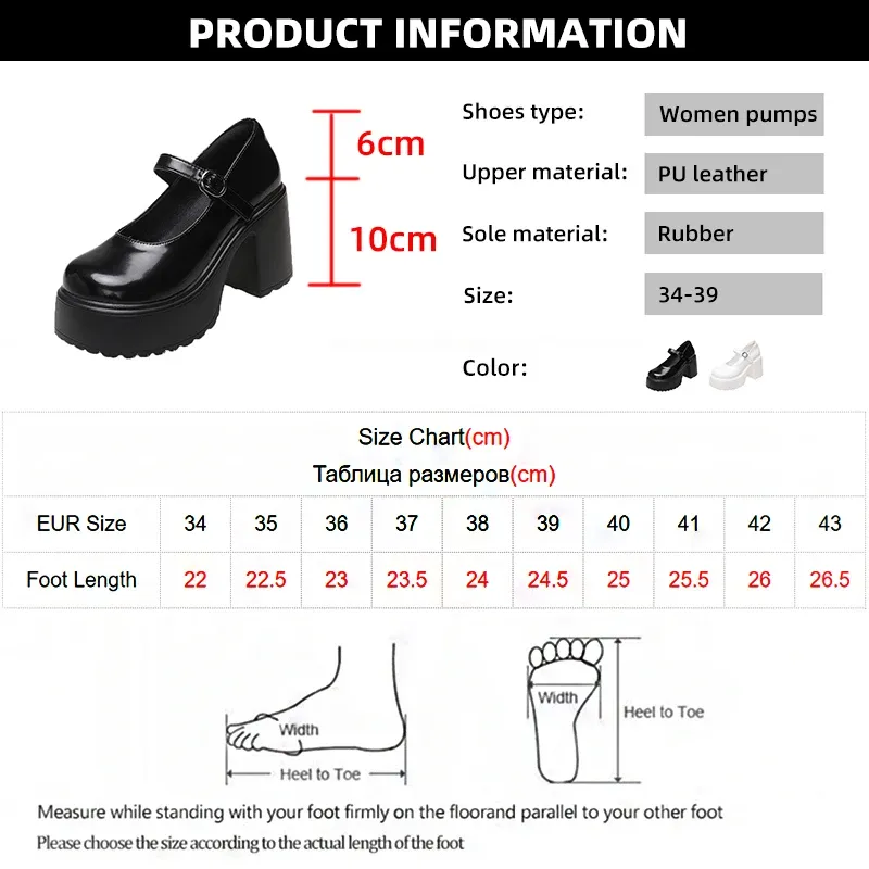 Black Chunky Platform Mary Jane Heels for Women - Gothic Lolita Ankle Buckle Pumps, Plus Size Party Shoes showcase 3