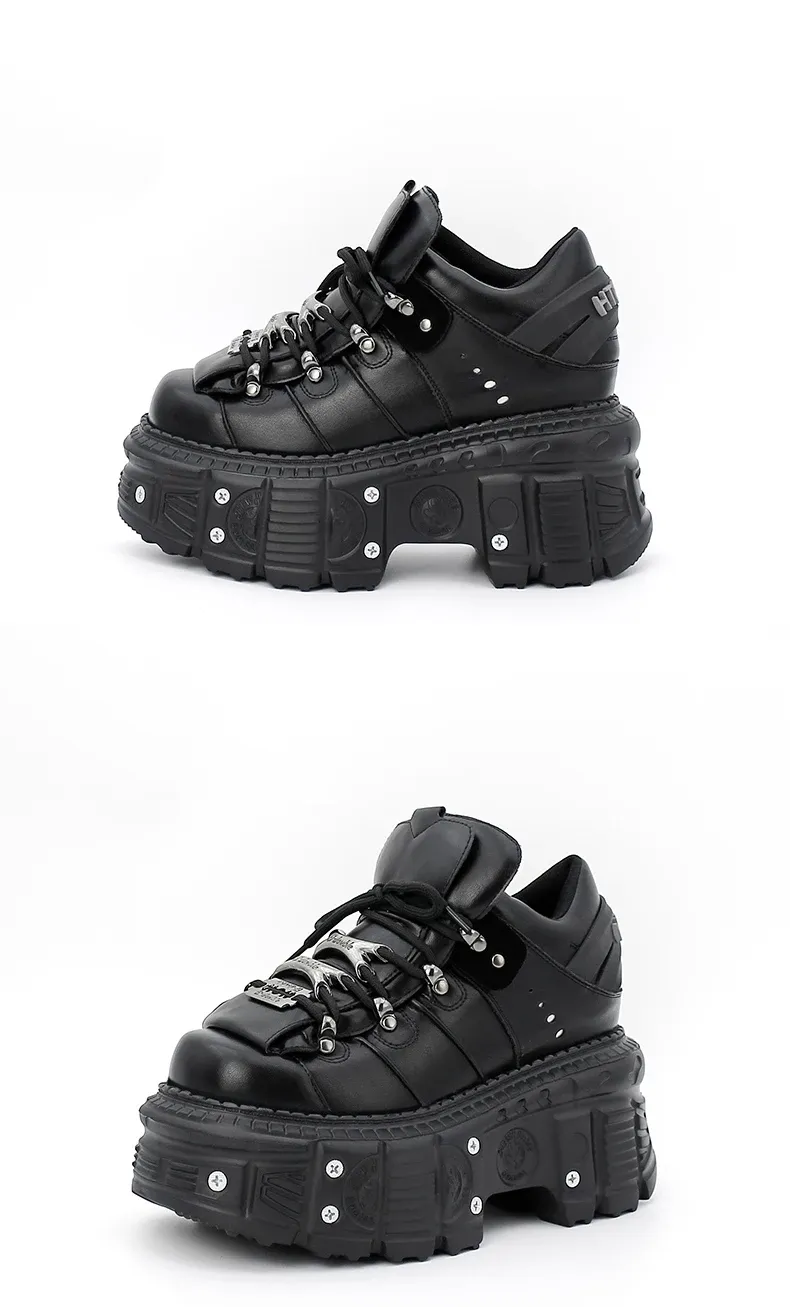 2025 Punk Gothic Rock Metal Decor Lace-up Ankle Boots for Women, 6cm Heel Platform Sneakers, Stylish Women's Fashion Footwear showcase 9