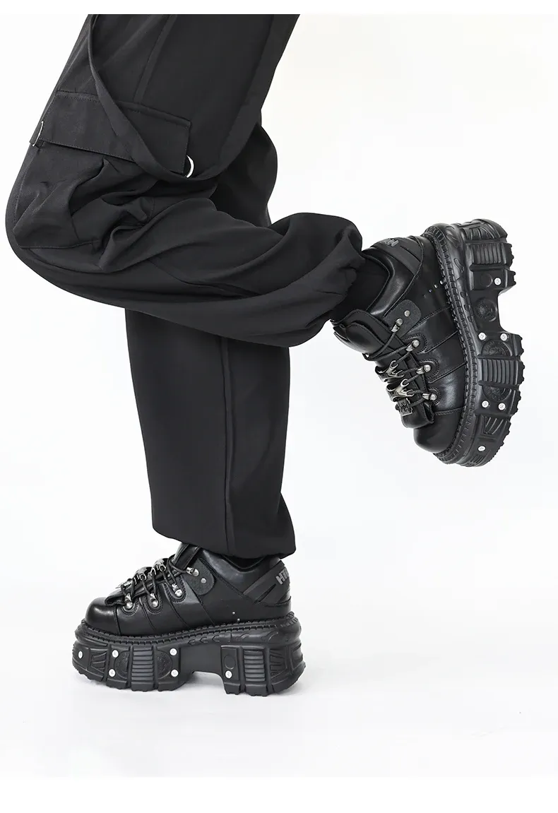 2025 Punk Gothic Rock Metal Decor Lace-up Ankle Boots for Women, 6cm Heel Platform Sneakers, Stylish Women's Fashion Footwear showcase 5
