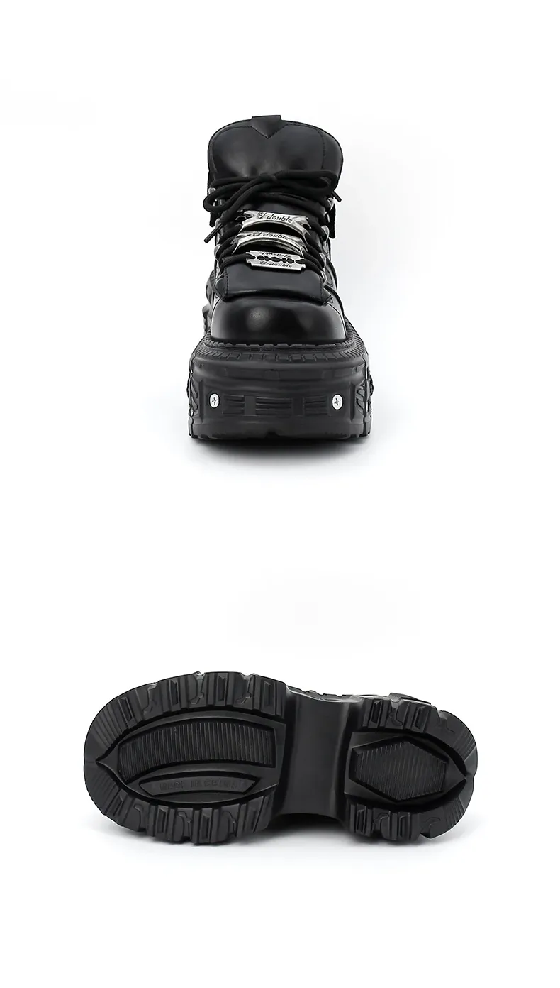 2025 Punk Gothic Rock Metal Decor Lace-up Ankle Boots for Women, 6cm Heel Platform Sneakers, Stylish Women's Fashion Footwear showcase 10