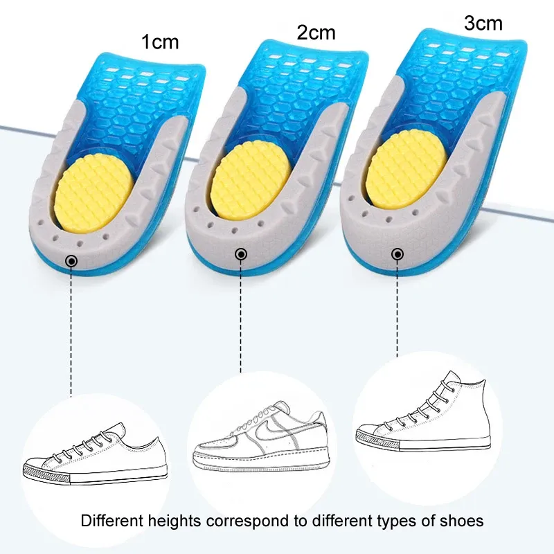 Height Increase Insoles for Men & Women - TPE Silicone Gel Invisible Heel Lifts (1-3cm) for Sports & Casual Shoes, Comfortable & Shock Absorbing thumbnail 2