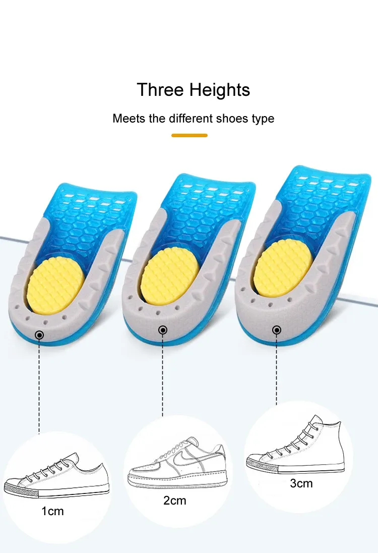 Height Increase Insoles for Men & Women - TPE Silicone Gel Invisible Heel Lifts (1-3cm) for Sports & Casual Shoes, Comfortable & Shock Absorbing showcase 7