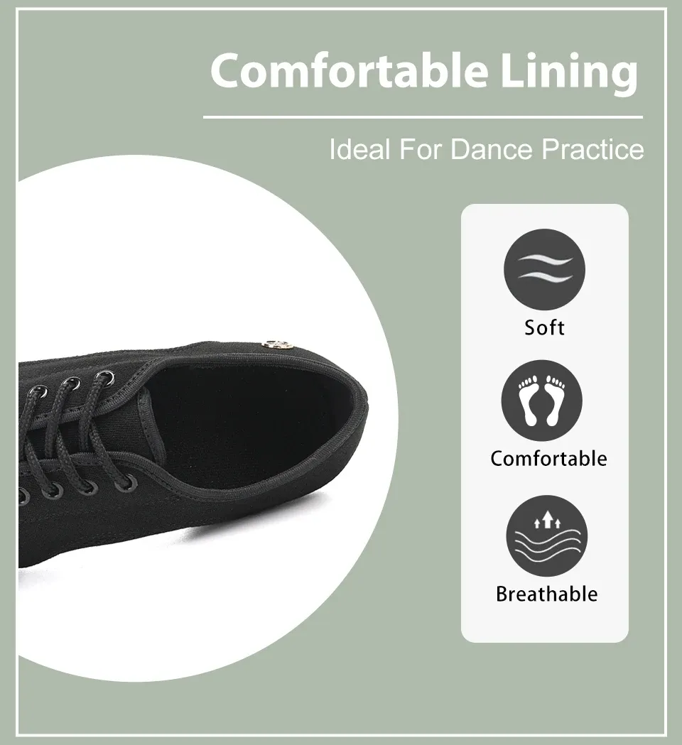Women's Black Modern Ballroom Salsa Dance Shoes - Latin Jazz Tango Training Sneakers for Adults & Men, 5cm Heel showcase 5