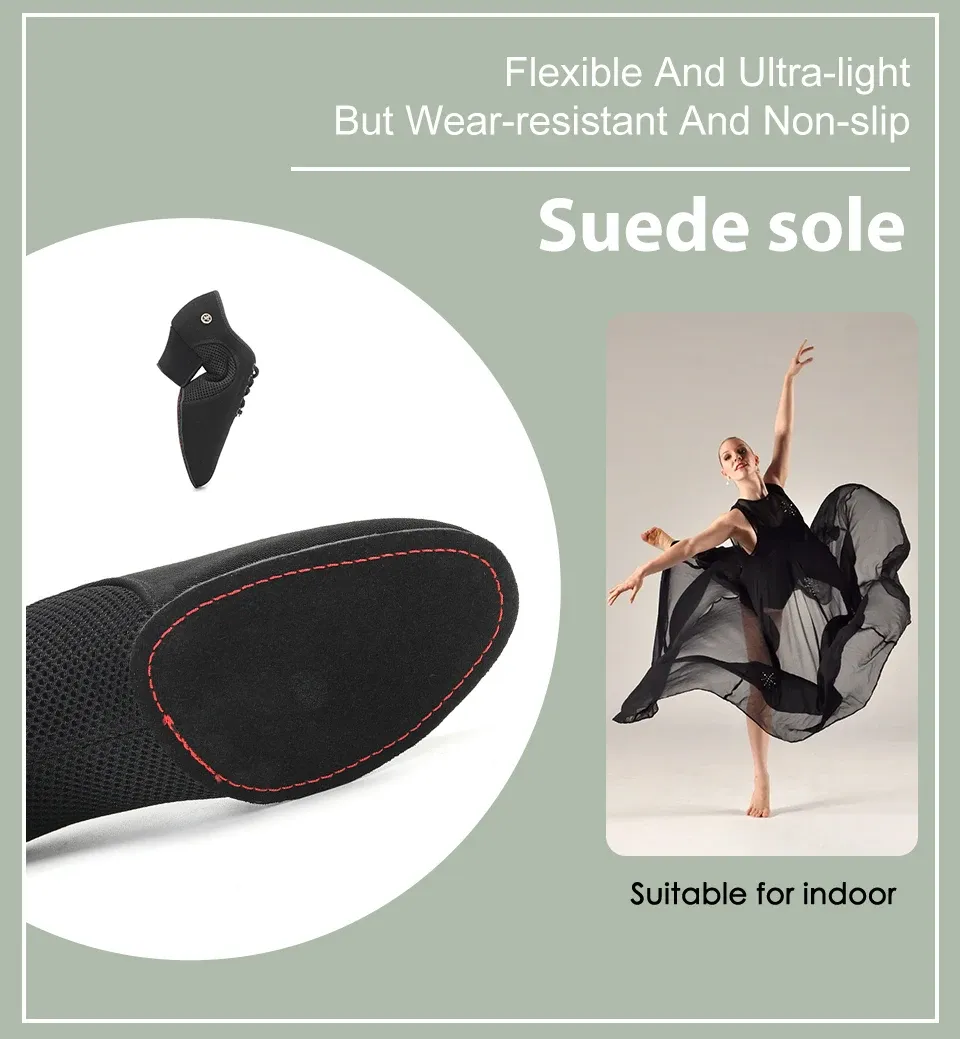 Women's Black Modern Ballroom Salsa Dance Shoes - Latin Jazz Tango Training Sneakers for Adults & Men, 5cm Heel showcase 7