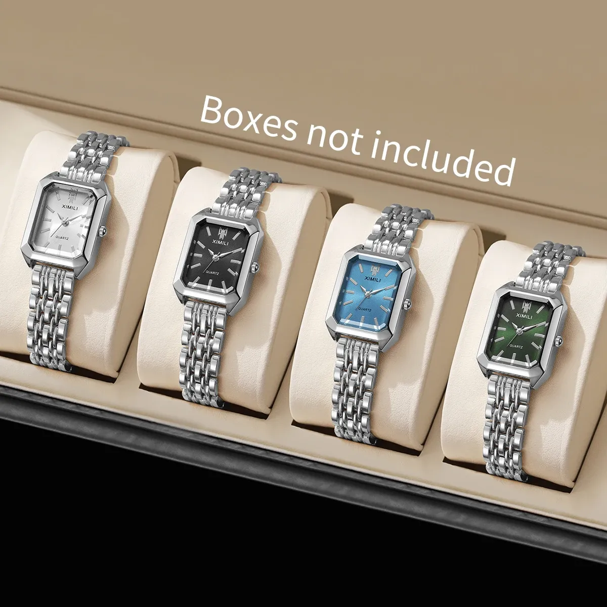 Elegant Rectangle Women's Quartz Watch - Luxury Stainless Steel Band Ladies Dress Wristwatch, Fashionable Design, Accurate Timekeeping, CE Certified showcase 2