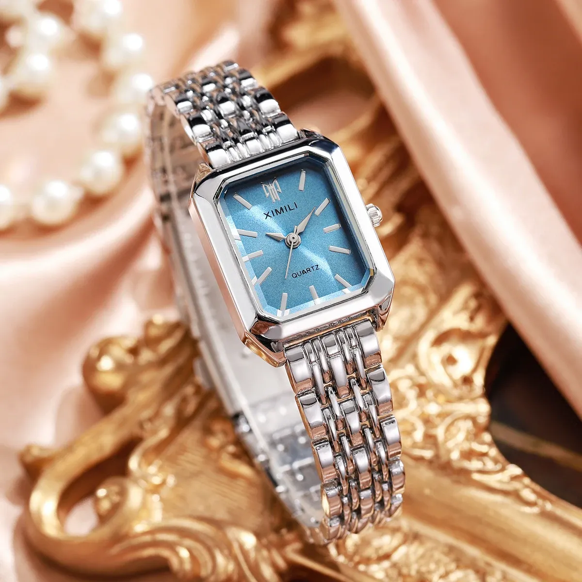 Elegant Rectangle Women's Quartz Watch - Luxury Stainless Steel Band Ladies Dress Wristwatch, Fashionable Design, Accurate Timekeeping, CE Certified showcase 27