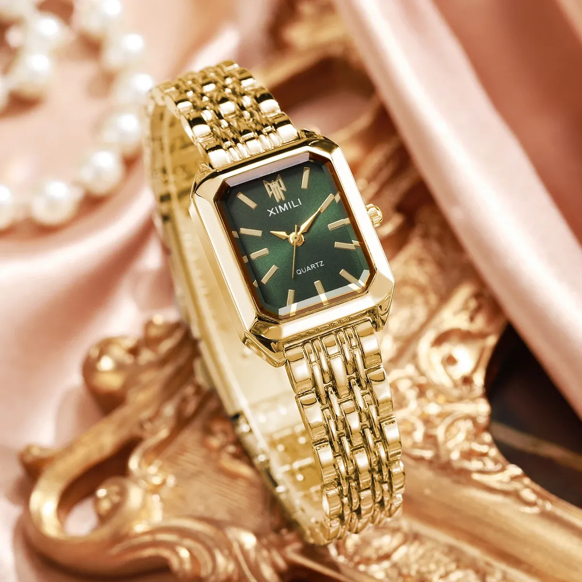 Elegant Rectangle Women's Quartz Watch - Luxury Stainless Steel Band Ladies Dress Wristwatch, Fashionable Design, Accurate Timekeeping, CE Certified showcase 24