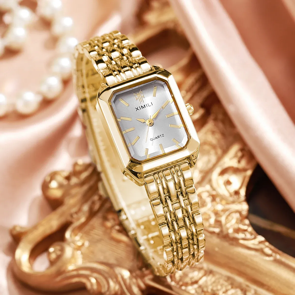 Elegant Rectangle Women's Quartz Watch - Luxury Stainless Steel Band Ladies Dress Wristwatch, Fashionable Design, Accurate Timekeeping, CE Certified showcase 22