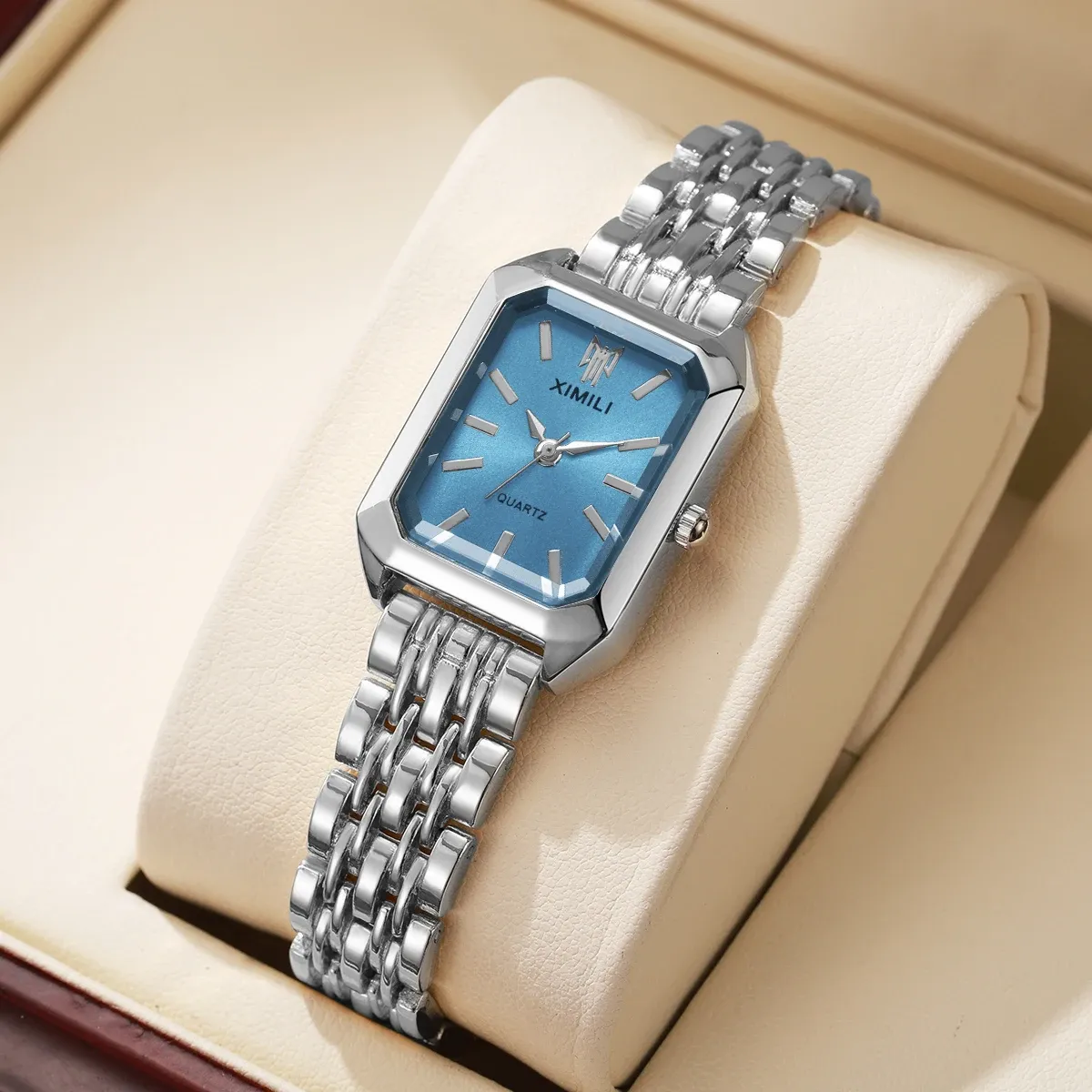 Elegant Rectangle Women's Quartz Watch - Luxury Stainless Steel Band Ladies Dress Wristwatch, Fashionable Design, Accurate Timekeeping, CE Certified showcase 21
