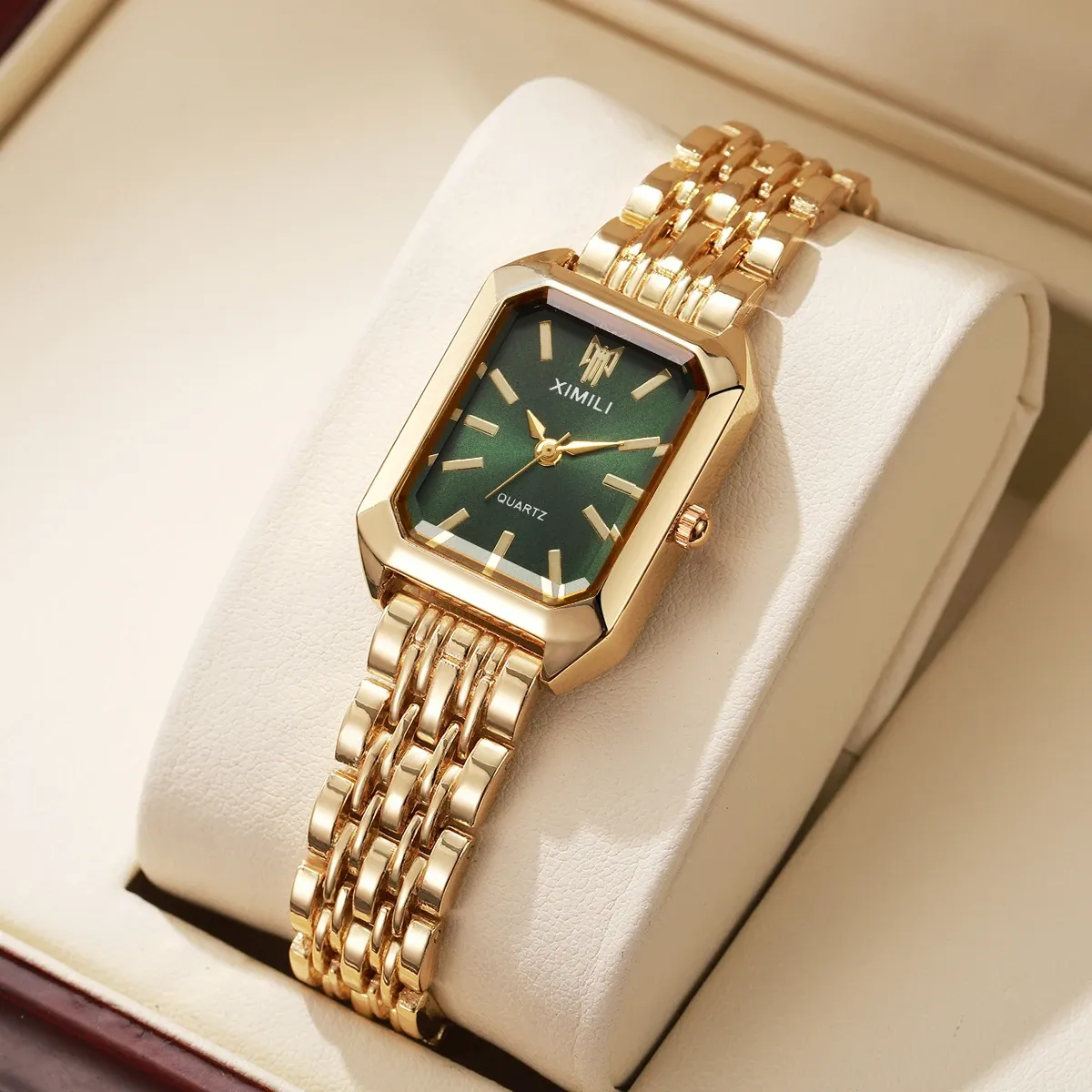 Elegant Rectangle Women's Quartz Watch - Luxury Stainless Steel Band Ladies Dress Wristwatch, Fashionable Design, Accurate Timekeeping, CE Certified showcase 16