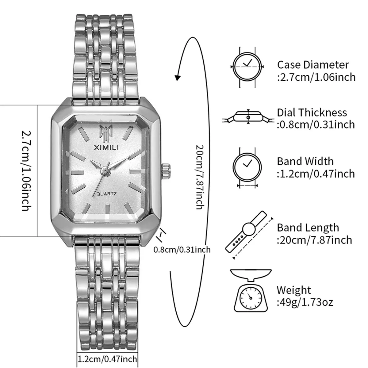 Elegant Rectangle Women's Quartz Watch - Luxury Stainless Steel Band Ladies Dress Wristwatch, Fashionable Design, Accurate Timekeeping, CE Certified showcase 28